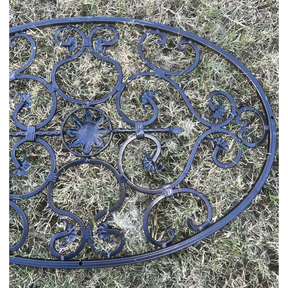 1990 Large Metal Ornate Bearded Iris Oval Wall Decor Hanging Indoor/outdoor